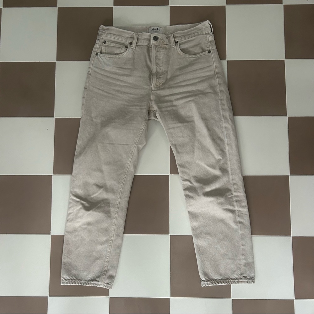 AGOLDE Parker Jean Size 27 Neutral Ecru High Rise Relaxed Straight Leg Denim